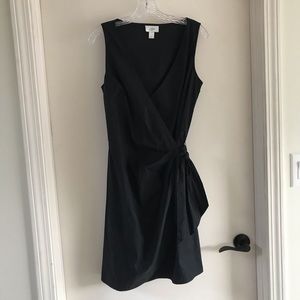Loft Black Sleeveless Poplin Faux Wrap Dress Sz. 8